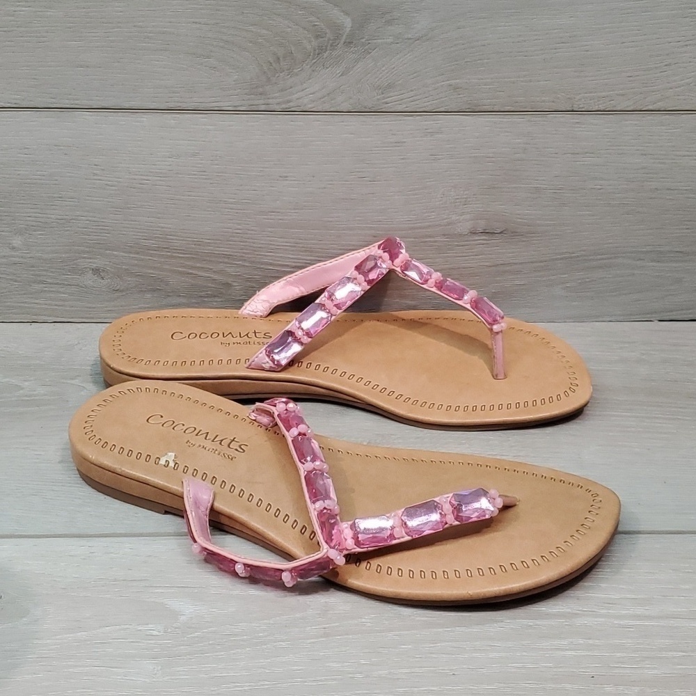 Coconuts By Matisse Women Twinkle Crystal Thong Sandals Flats shoes sz 8